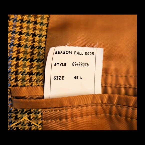 Brooks Brothers Sport Coat - 48L, Wool/Cashmere, Tan Houndstooth Plaid, EUC - Picture 10 of 12
